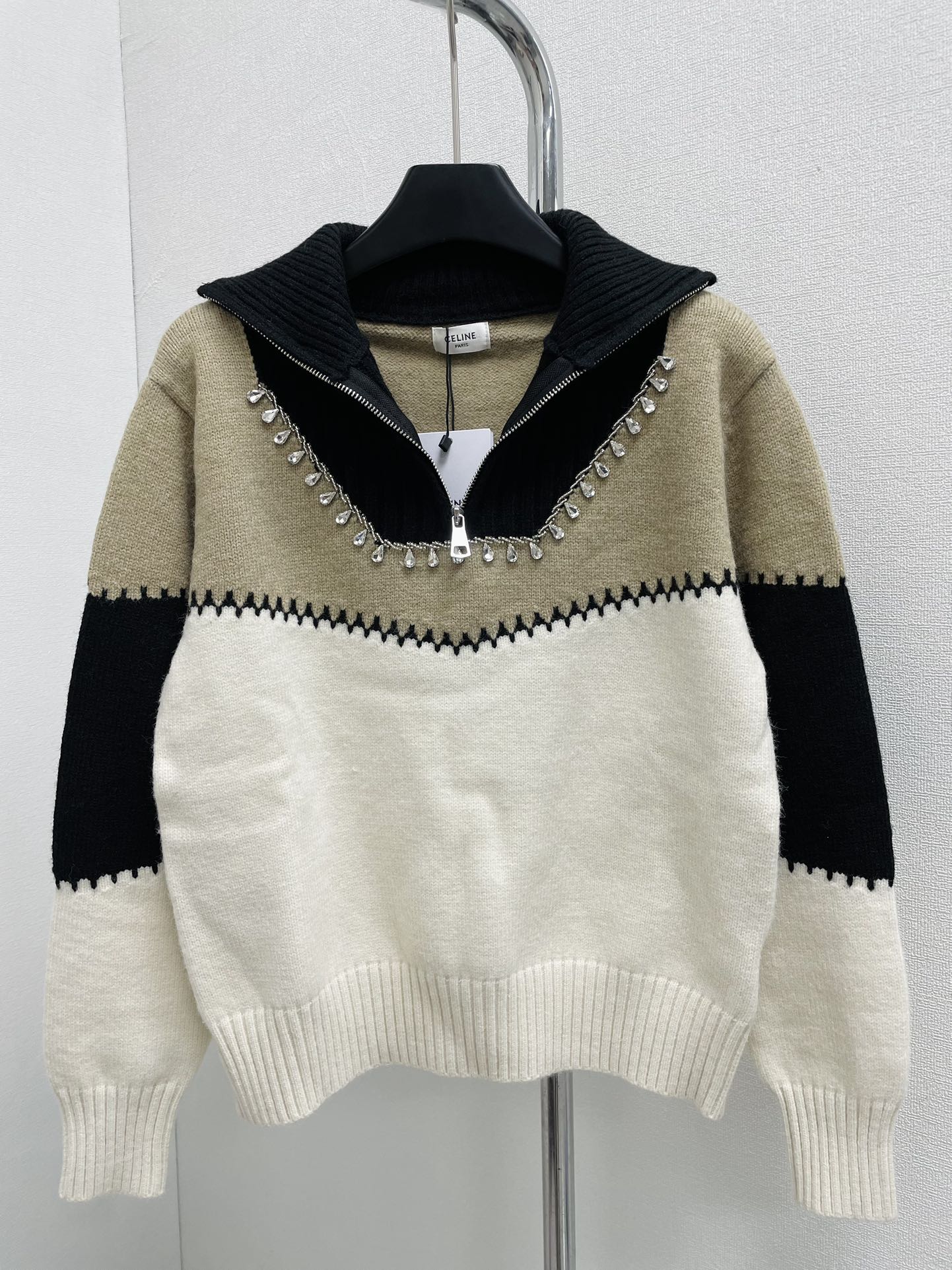 New contrast color stitching wool knitted sweater