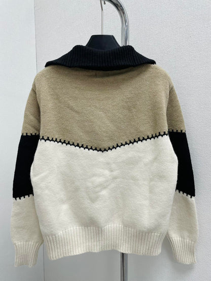 New contrast color stitching wool knitted sweater