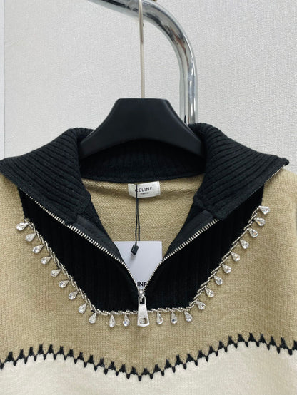 New contrast color stitching wool knitted sweater