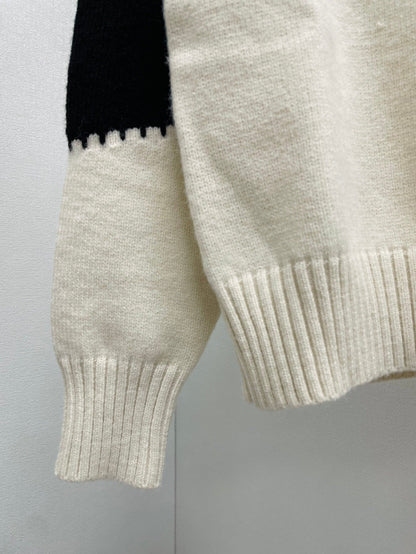 New contrast color stitching wool knitted sweater