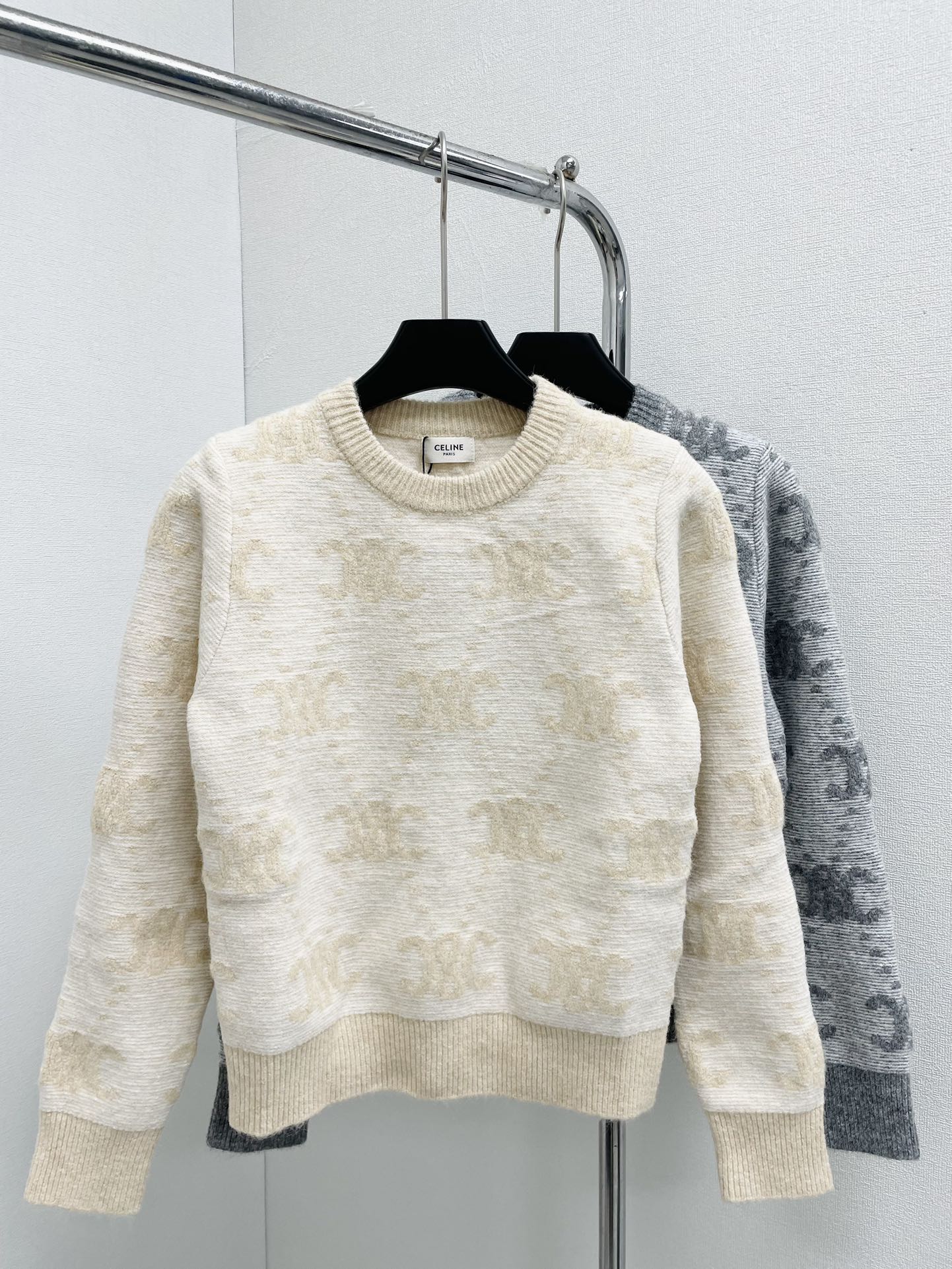 New Crew Neck Logo Print Wool Sweater