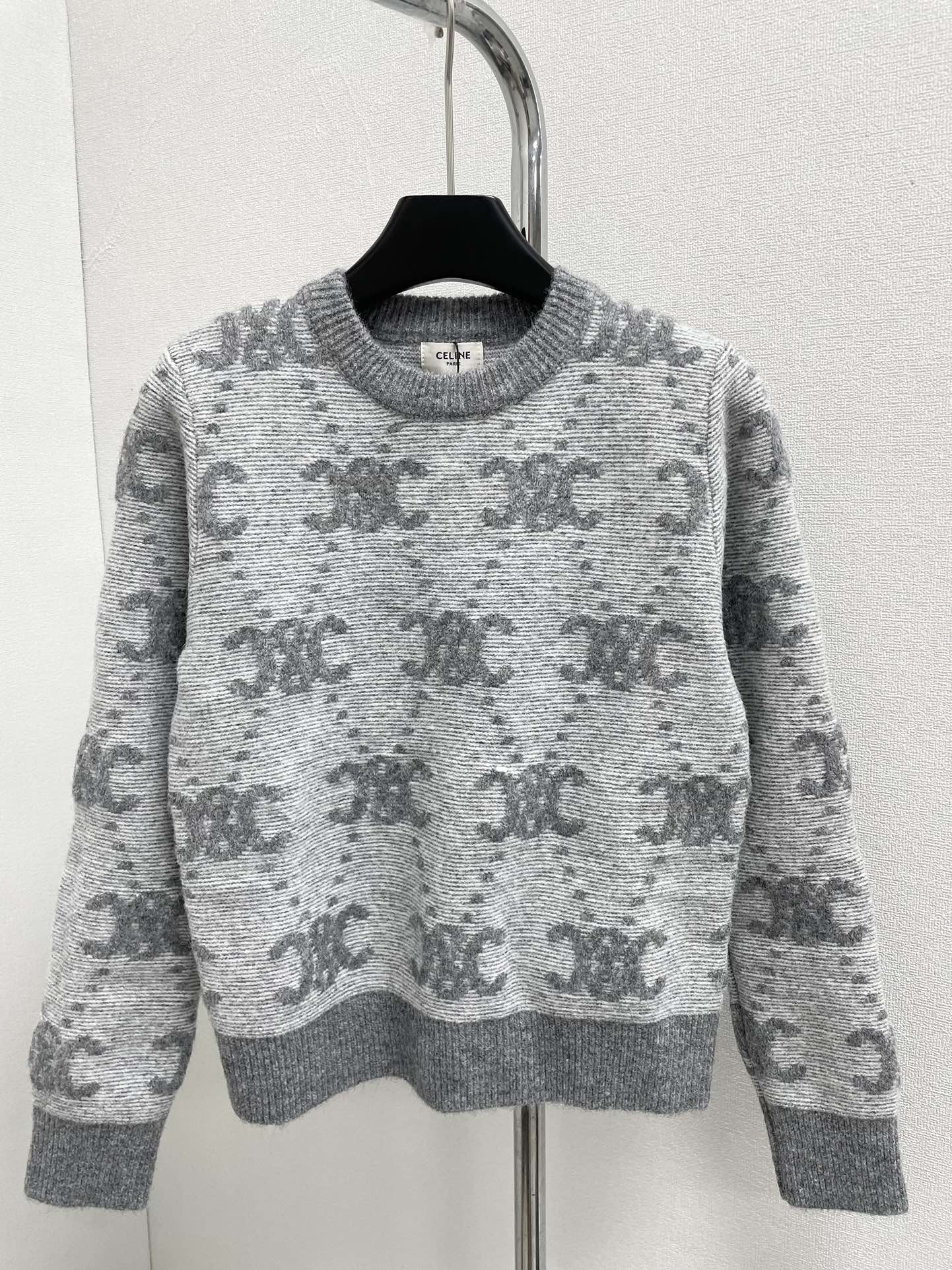 New Crew Neck Logo Print Wool Sweater