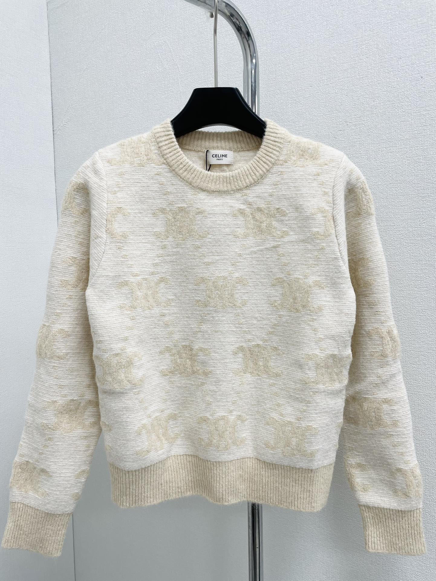 New Crew Neck Logo Print Wool Sweater