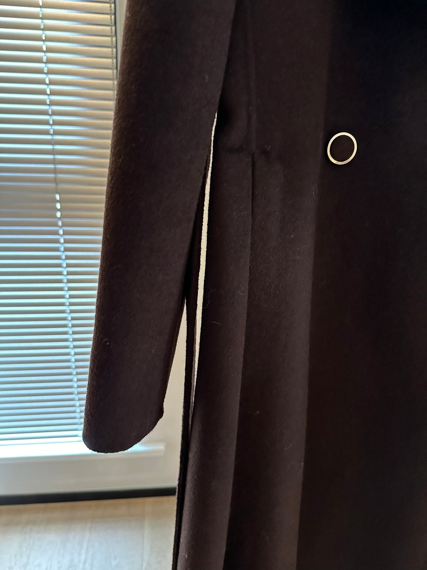 New Cashmere Coat with Logo Brooch