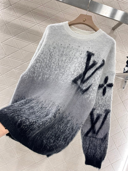 New Crew Neck Logo Print Knit Pullover