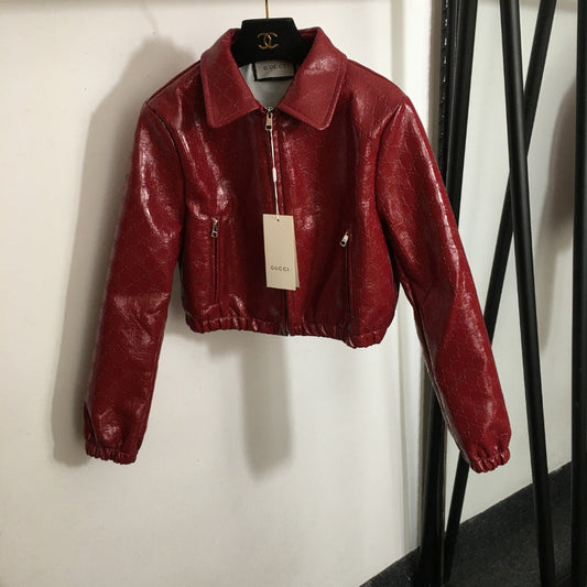 New Cropped Patent Embossed Jacket