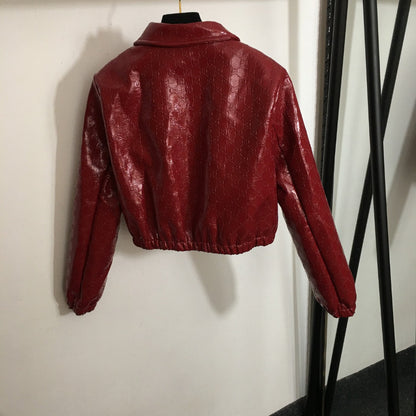 New Cropped Patent Embossed Jacket