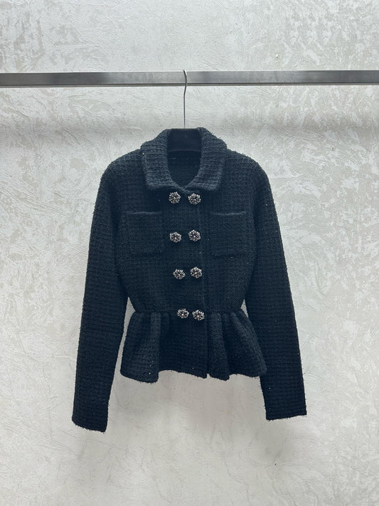 New waist ruffle knitted jacket