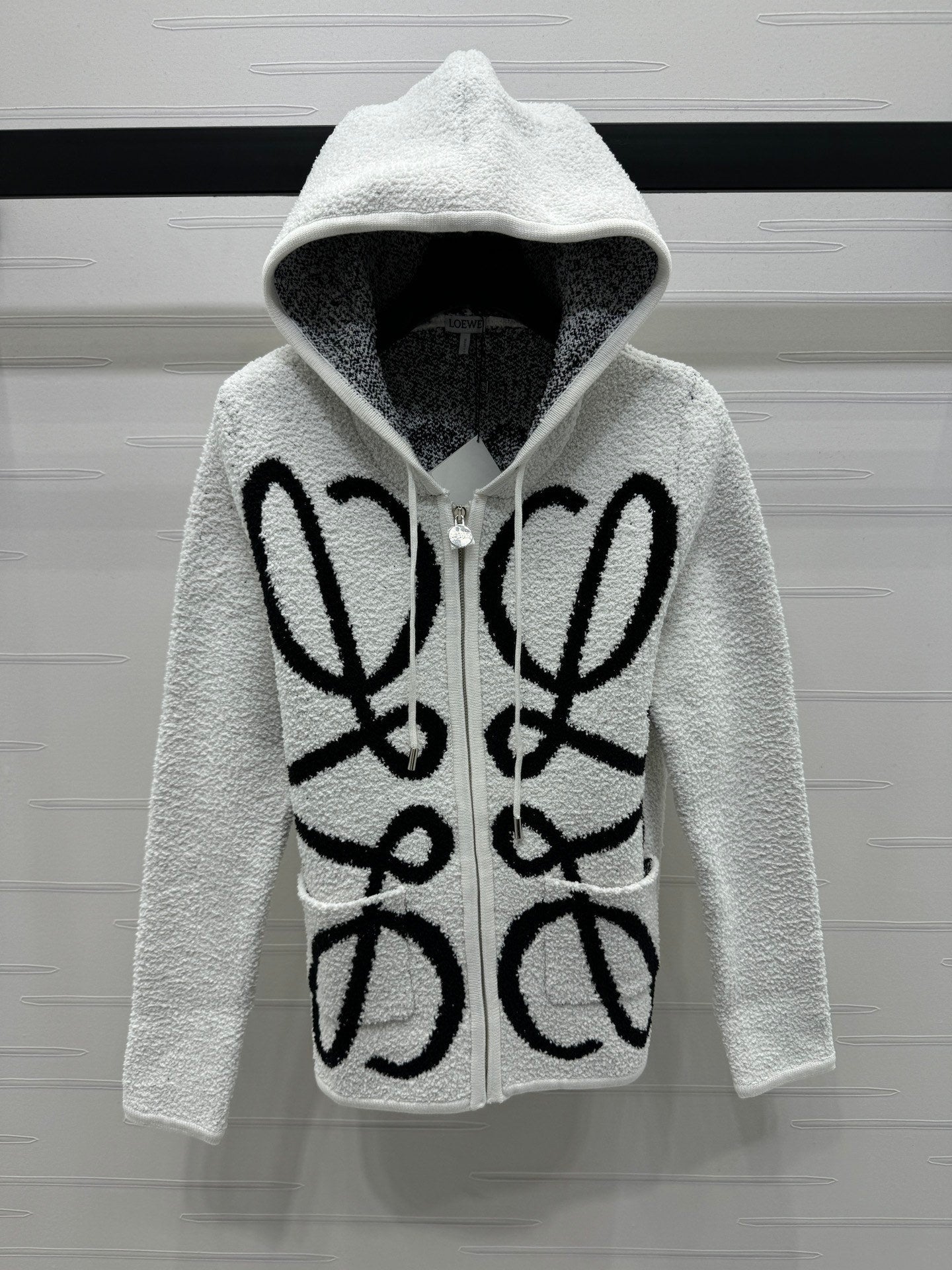 New jacquard logo hooded cardigan