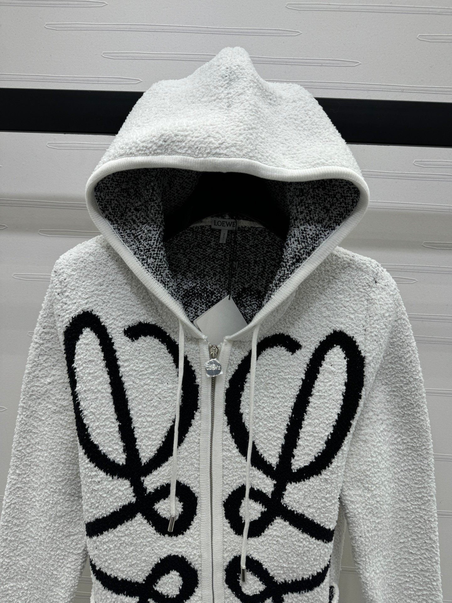 New jacquard logo hooded cardigan