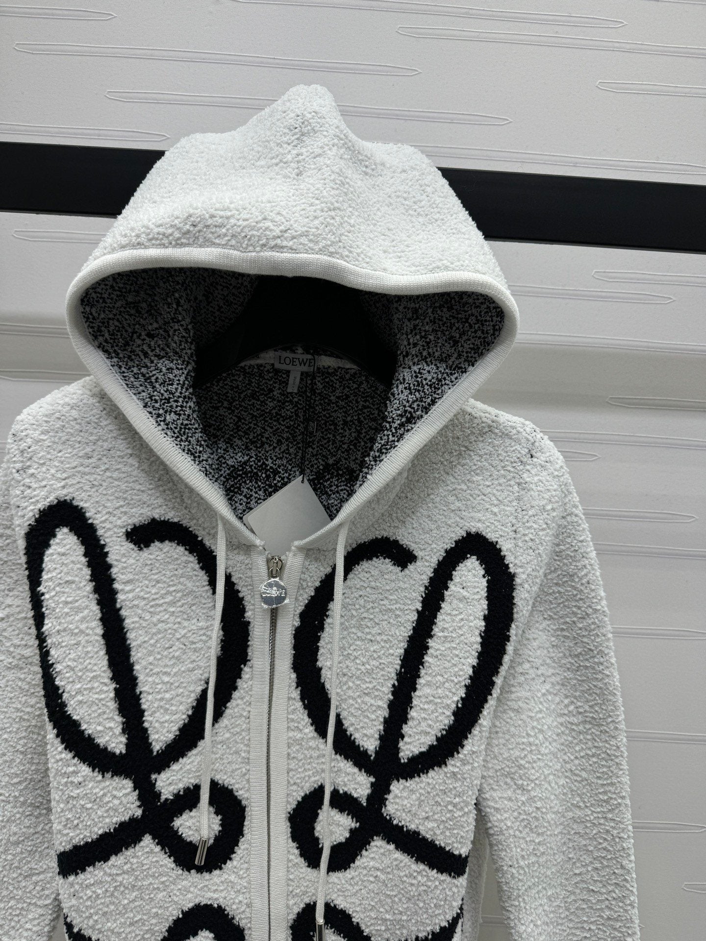 New jacquard logo hooded cardigan