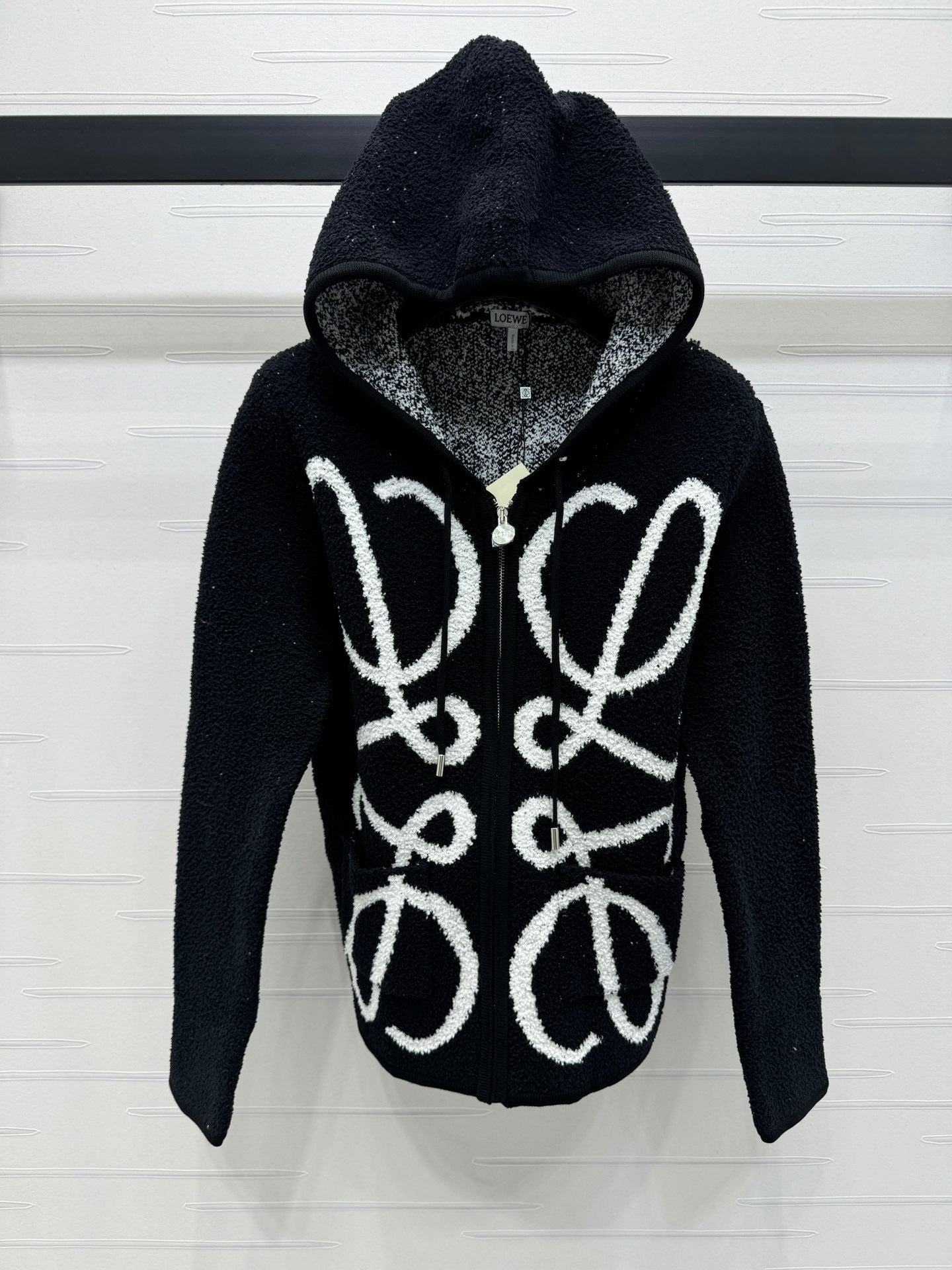 New jacquard logo hooded cardigan