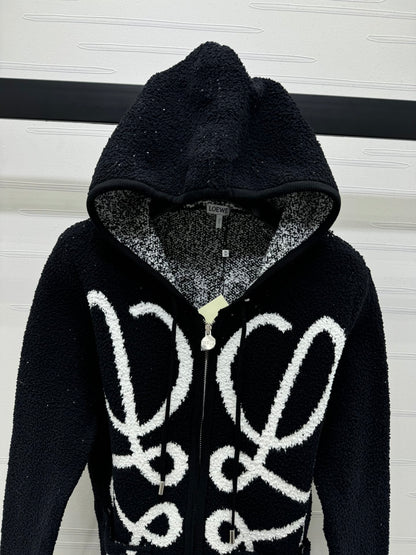 New jacquard logo hooded cardigan